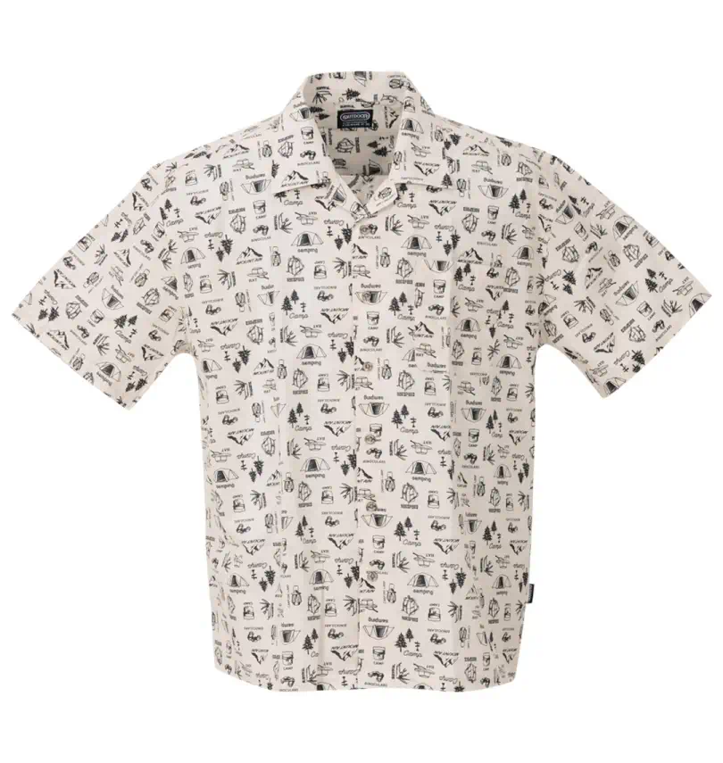 OUTDOOR PRODUCTS ブロードプリント半袖オープンカラーシャツ