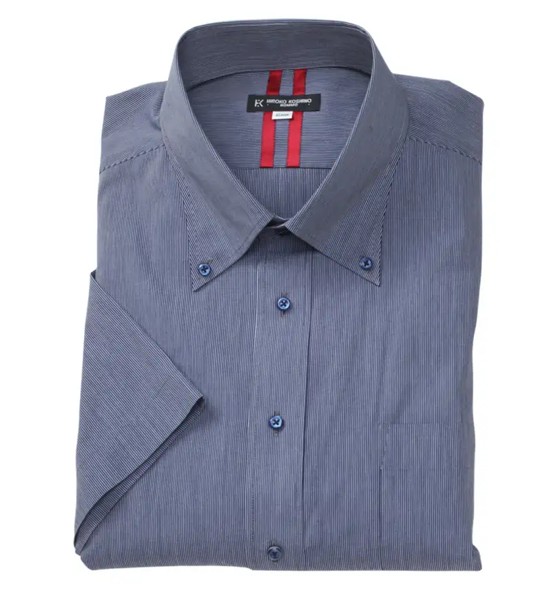 Short Sleeve High Collar Button-Down Shirt